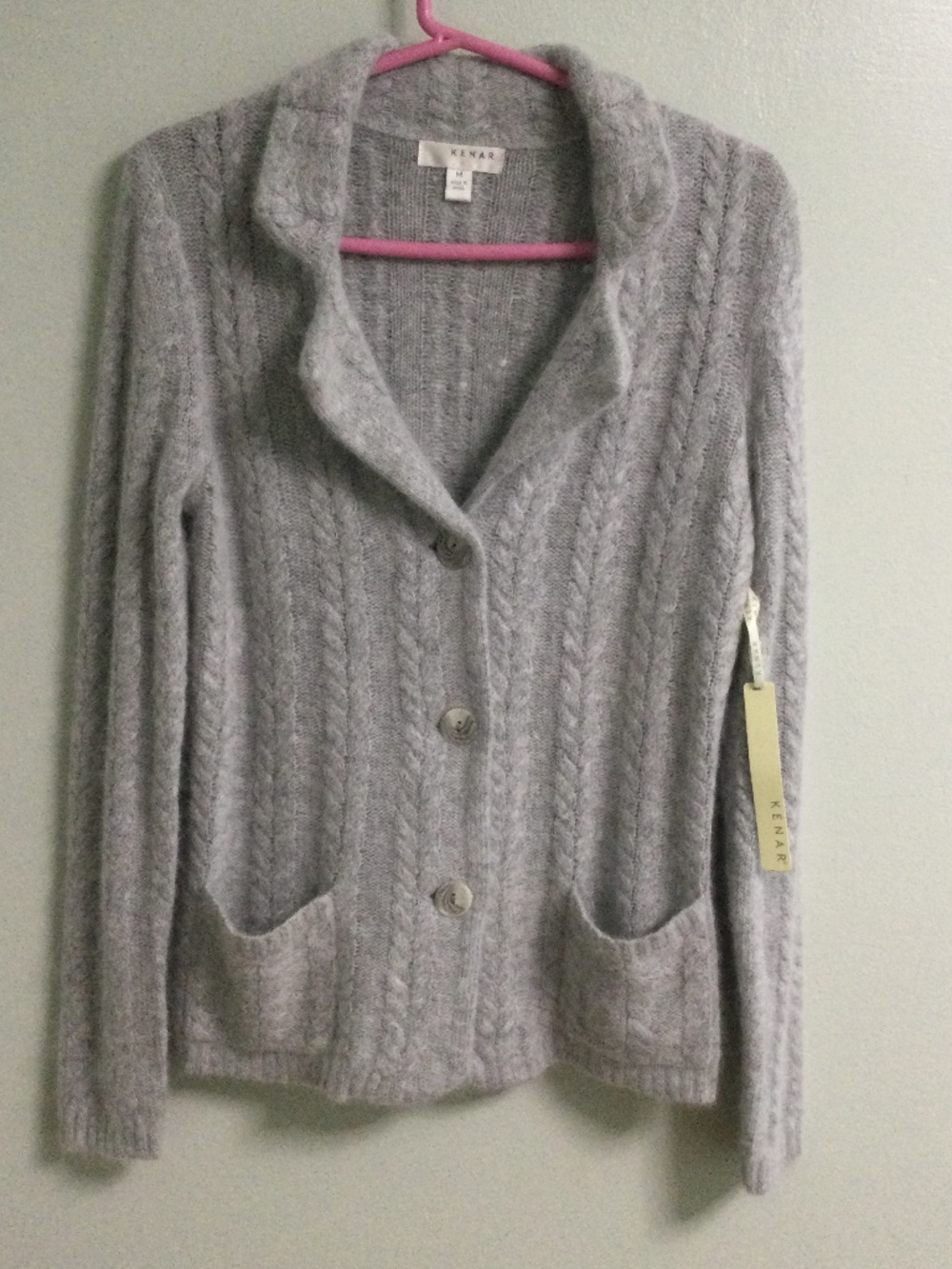 Kenar Angora/Nylon Gray Cardigan Sweater, NWT